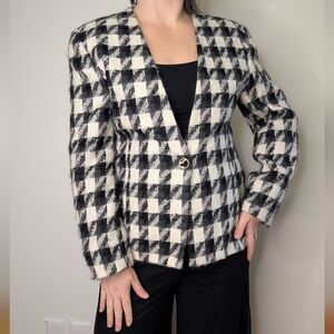 Davina Union Made Vintage Check Blazer Mohair Wool* Blend Size M/L